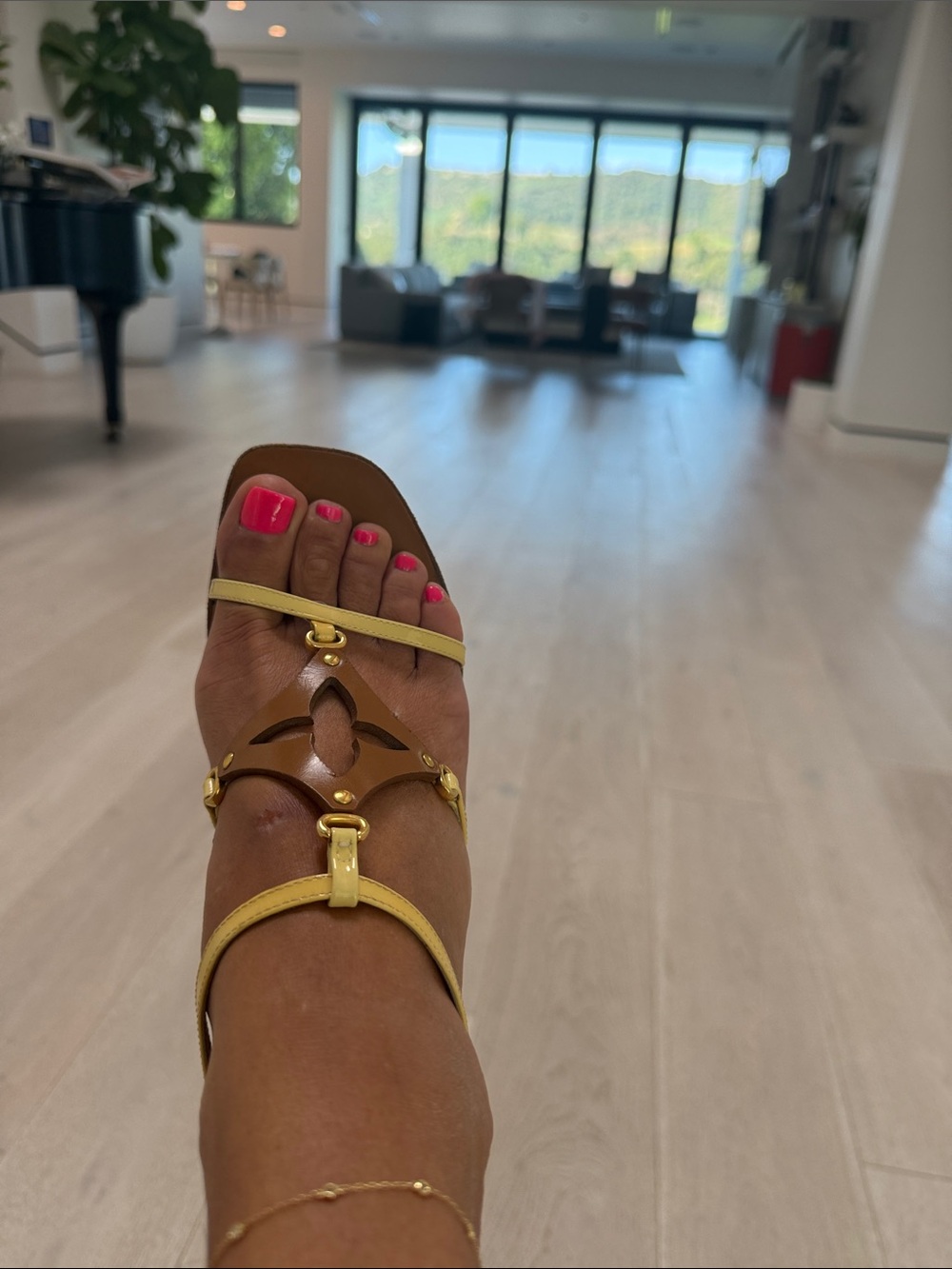 Louis Vuitton Yellow and Brown Strappy Cutout Sandals - Picture 3 of 6